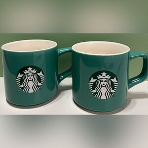 Starbucks Teal Ceramic Coffee Mugs set of 2